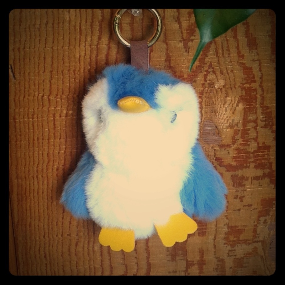 Adorable Real Rabbit Fur Penguin Purse Key Charm
